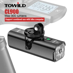 TOWILD Bike Front Light IPX6 Waterproof Type-c Rechargeable Bicycle Light 900LM Cycling Headlight LED Flashlight MTB Bike Lamp