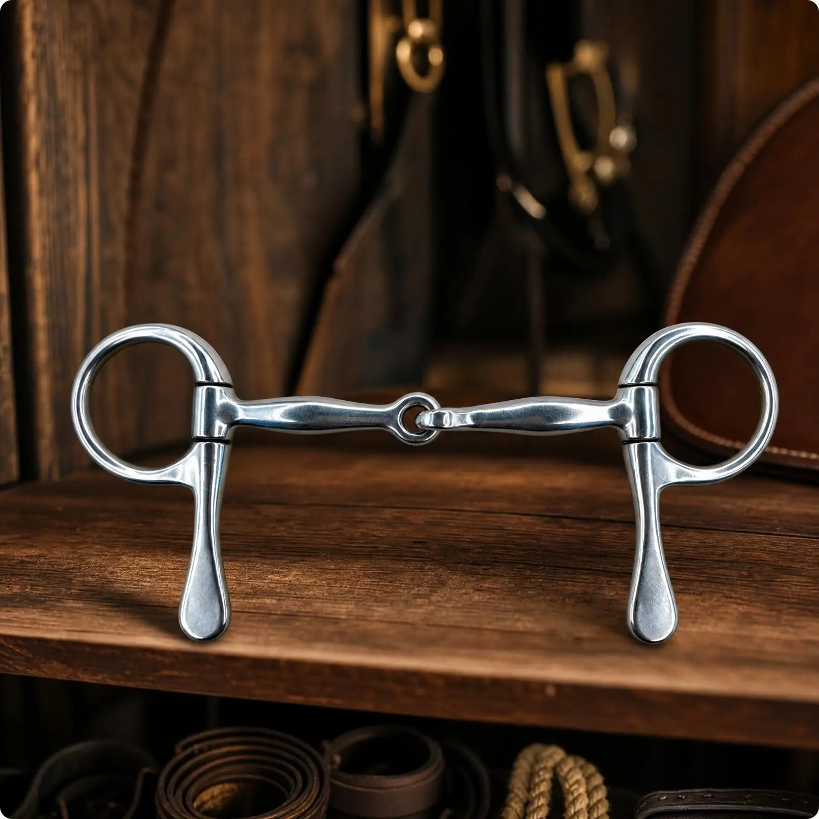 Stainless Steel Horse Bit Silver Finish Jointed Mouth Snaffle Bit Long-Lasting Training for Equestrians, Everyday Riding