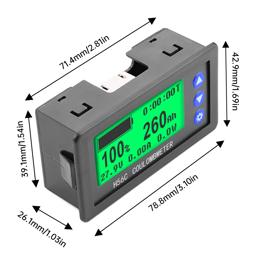 Imagem -03 - Bateria Capacidade Coulomb Meter Monitor Capacidade Display Coulomb Tester Voltímetro Amperímetro Wattímetro dc 10100v 100a 200a 300a