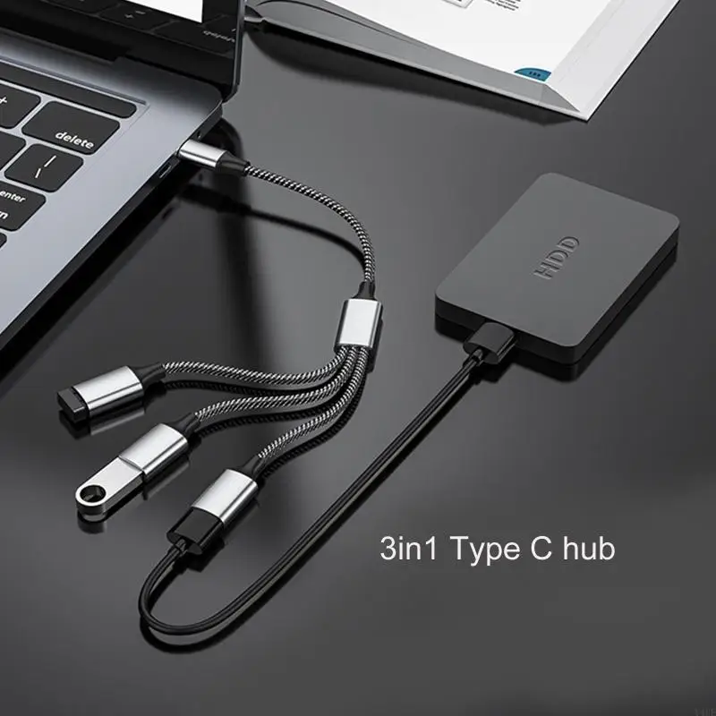 Y4ue Multiport USB C Hub 3 in 1タイプC USB2.0アダプター60W PD USB C Data +