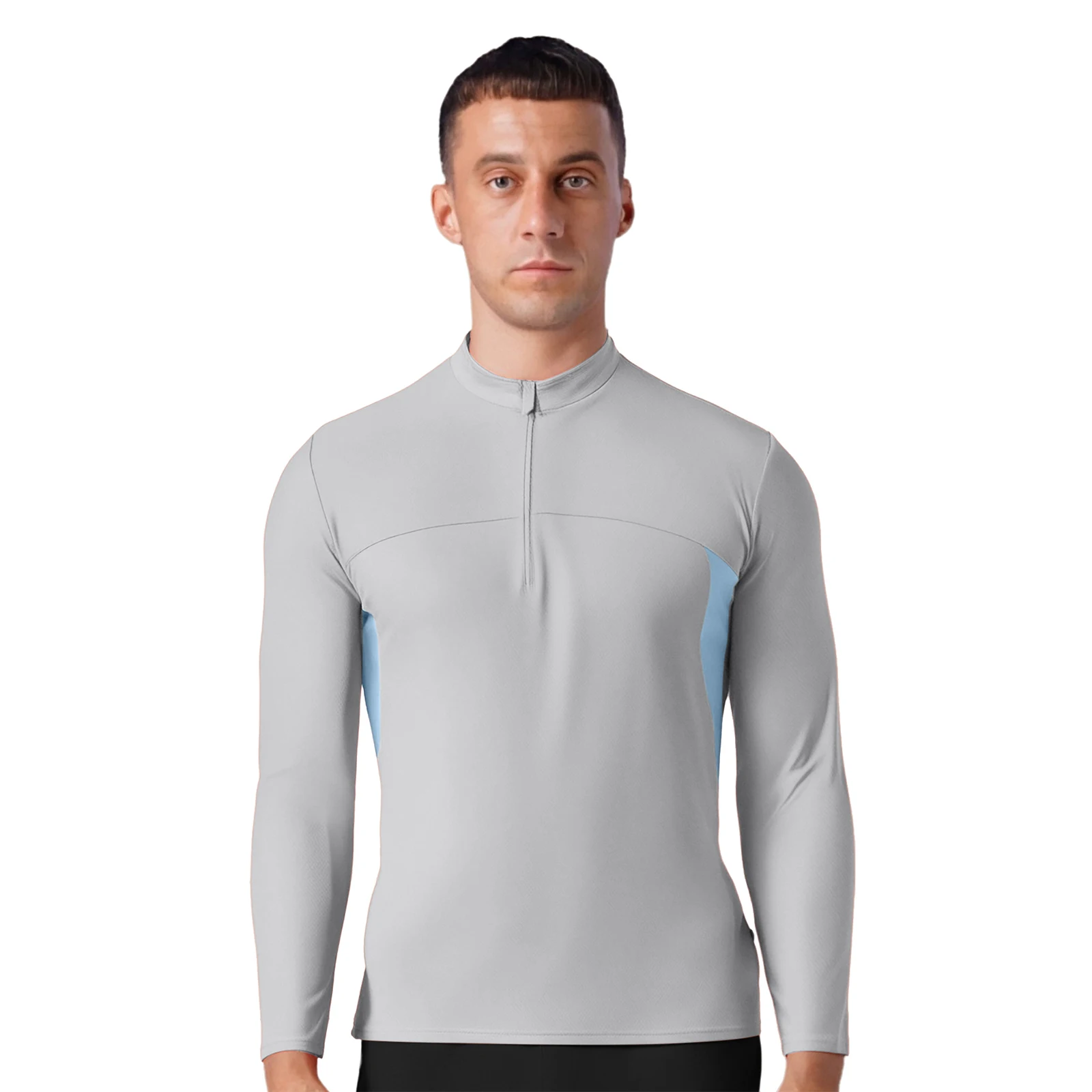 بلوفر رجالي رياضي بسحاب، كتلة ألوان، ياقة واقفة، أكمام طويلة، خفيف الوزن، سريع الجفاف، M-3XL