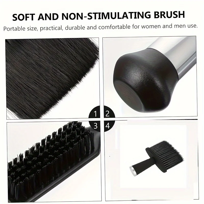 3/4 مجموعة فرشاة شعر مكسورة احترافية زجاجة رذاذ فرشاة شعر ناعمة مزيل غبار الرقبة مناسبة للصالونات في محلات الحلاقة