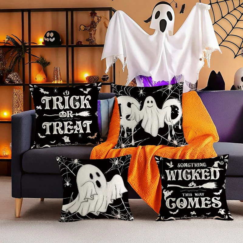 

New Halloween Pillowcase Linen Print Festive Home Living Room Sofa Decoration Pillowcase Cushion Cover