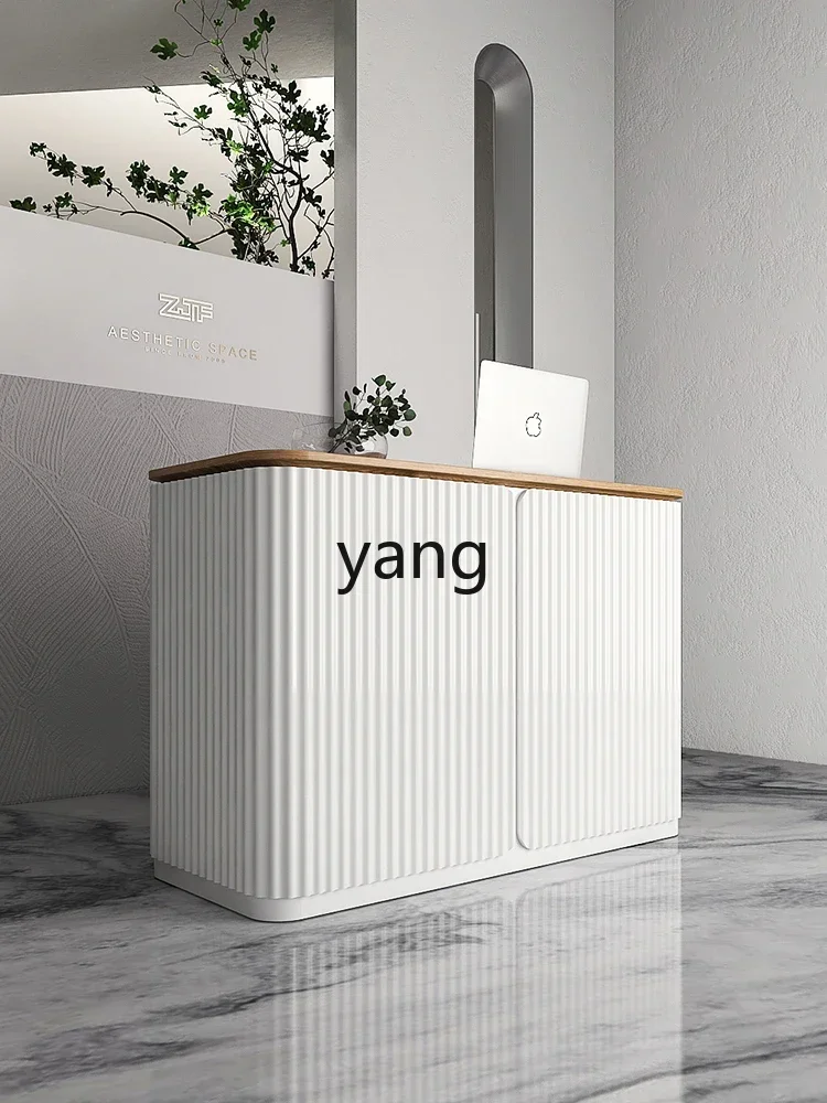 LTT Light Luxury Cashier Bar Cabinet White Paint Small Size Reception Table
