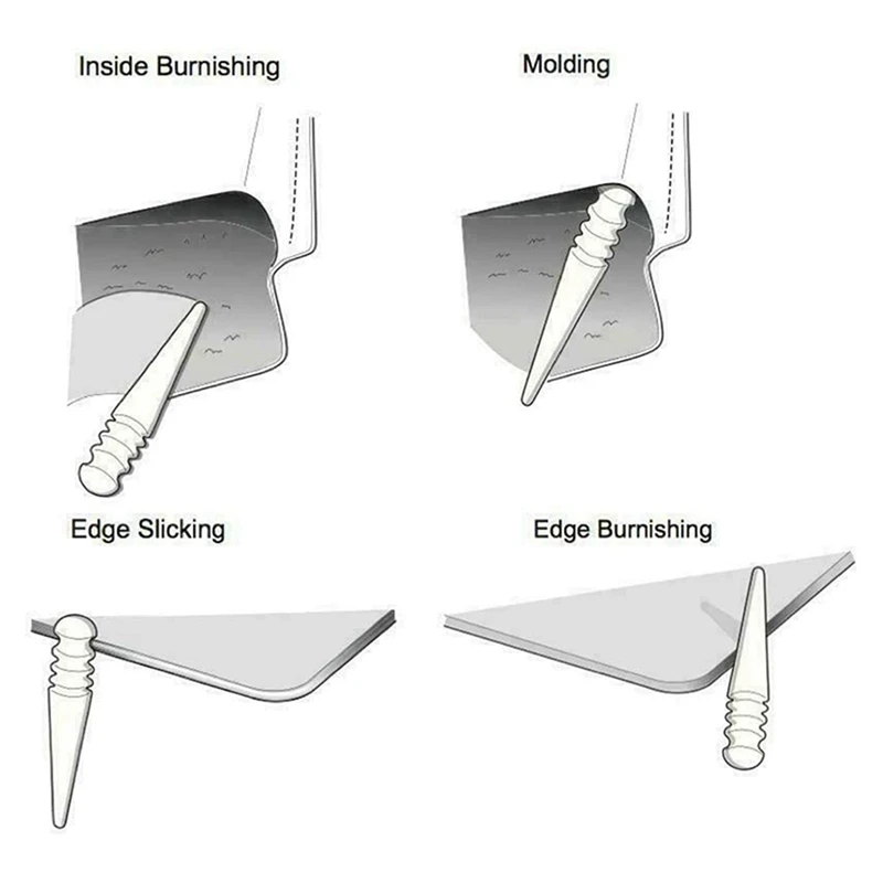3X Wooden Leather Burnisher Tool - Tapered Edge Slicker Features 4 Grooves For Burnishing Of Various Leather Thicknesses