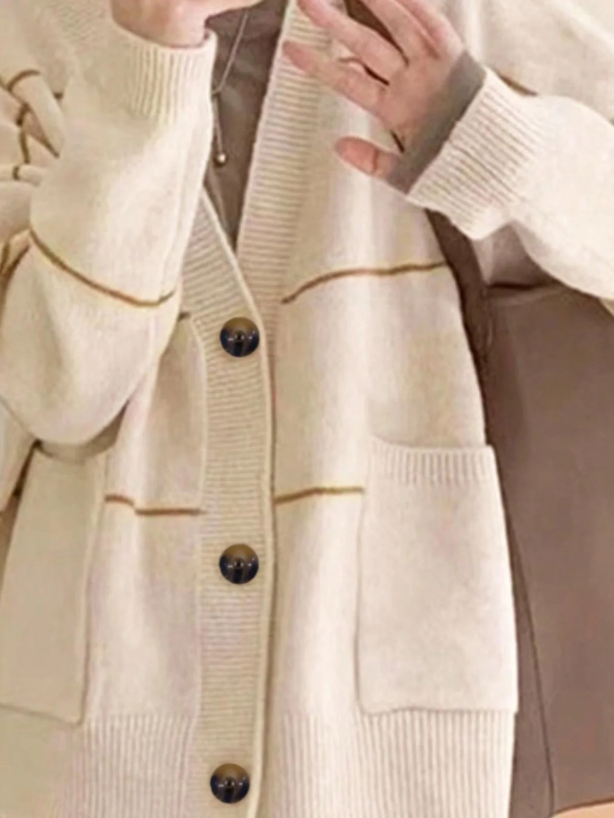 

Простой вязаный кардиган с v-образным вырезом, свободный полосатый свитер, весна-осень, новый длинный удобный топ в полоску в стиле ретро для женщин