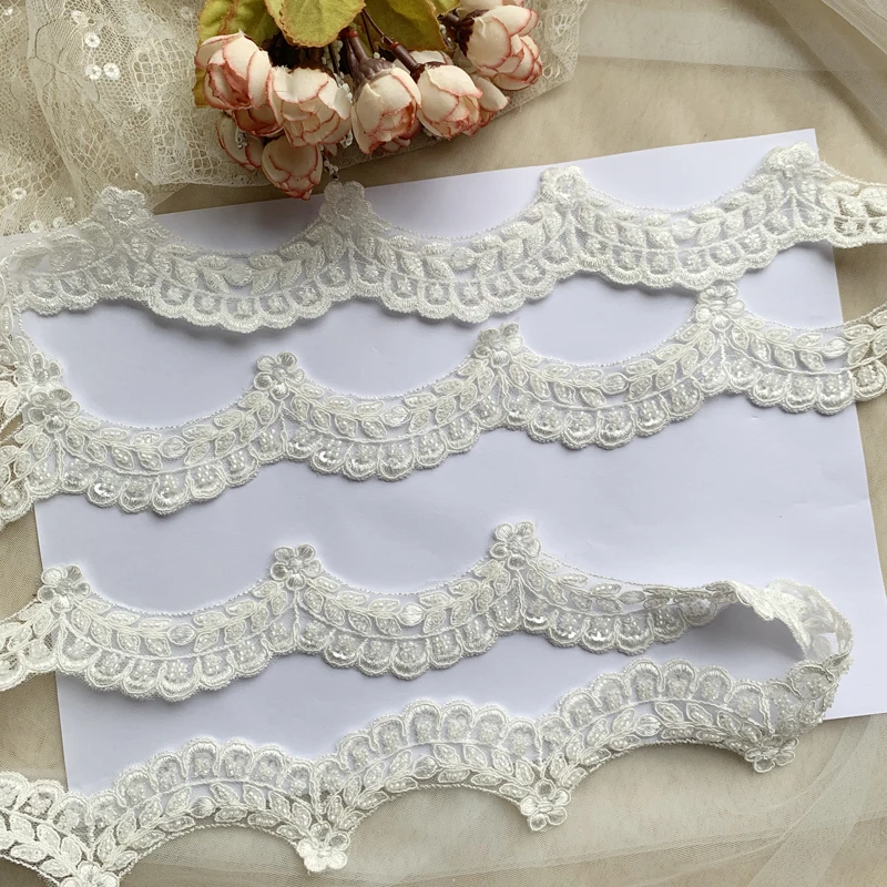 

New High Quality Duty Beaded Wavy Lace, 5cm Wide, Is An Exquisite Accessory for DIY Headbands and Wedding Dresses Accessories