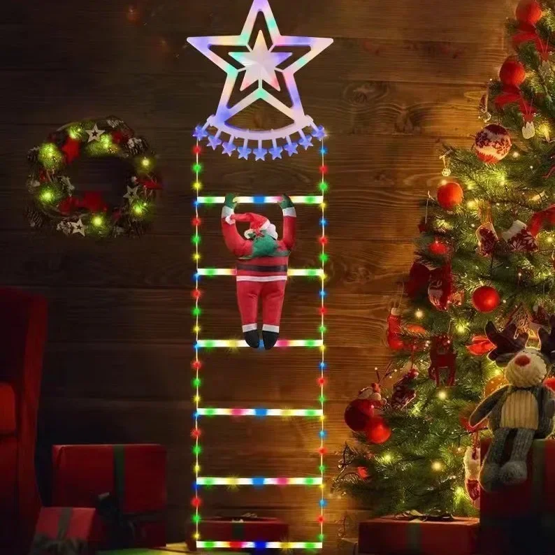 LED Ladder Light for Santa Claus Home Christmas Decor String Lamp Indoor Outdoor Window Garden Xmas Tree Hanging Strip Light