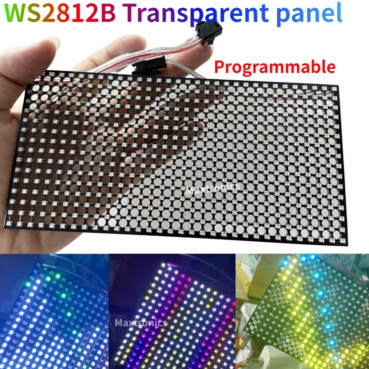 1-5PCS DC5V WS2812 LED Transparant Paneel 16*32 Full Color Programmeerbare RGB Dot Matrix 80*160mm SPI Protocol 2020 Kralen voor Decor