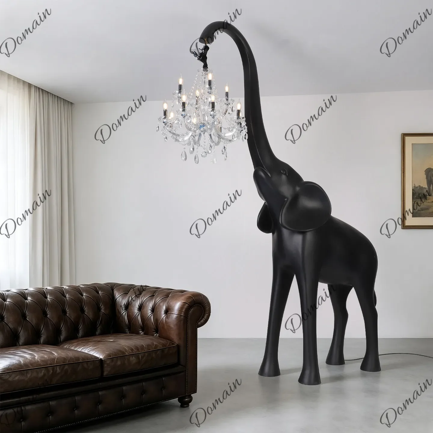 41 N FRP elephant sculpture floor lamp large flat-floor villa living room large soft partition decorative art ornament