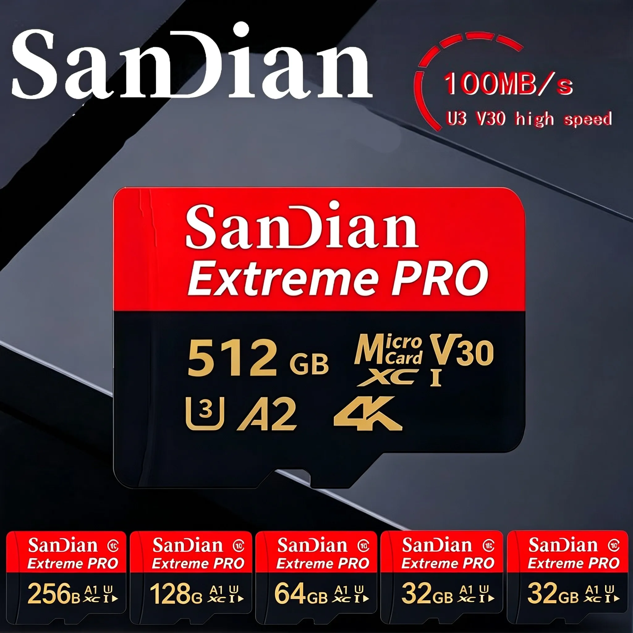 SD Cards 64GB 32GB Micro TF SD Card 256GB Memory Card 512GB TF Cards Photo Storage A1 for PC/Desktop/E-Reader/MP4 Player/Toy