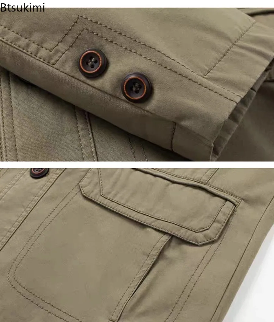 2025 New Men's Pure Cotton Jackets Fashion Simple Dad Clothes Spring Autumn Loose Lapel Button-up Coats Men Business Casual Tops