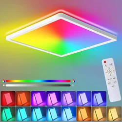 Nowy kwadratowa lampa sufitowa LED 24W z zmiana koloru RGB podświetleniem zdalnego sterowania sypialnia salon ściemniania nastrojowe oświetlenie