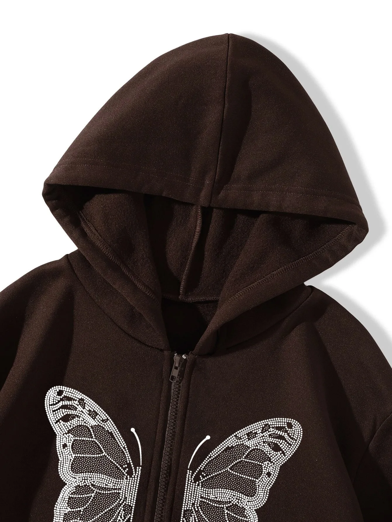 Xuanshow Herbst Winter Frauen Reiß verschluss Hoodie Sweatshirt Schmetterling lose Reiß verschluss Vorder tasche lässig Streetwear Kapuze Jacke Mantel – Detail 22