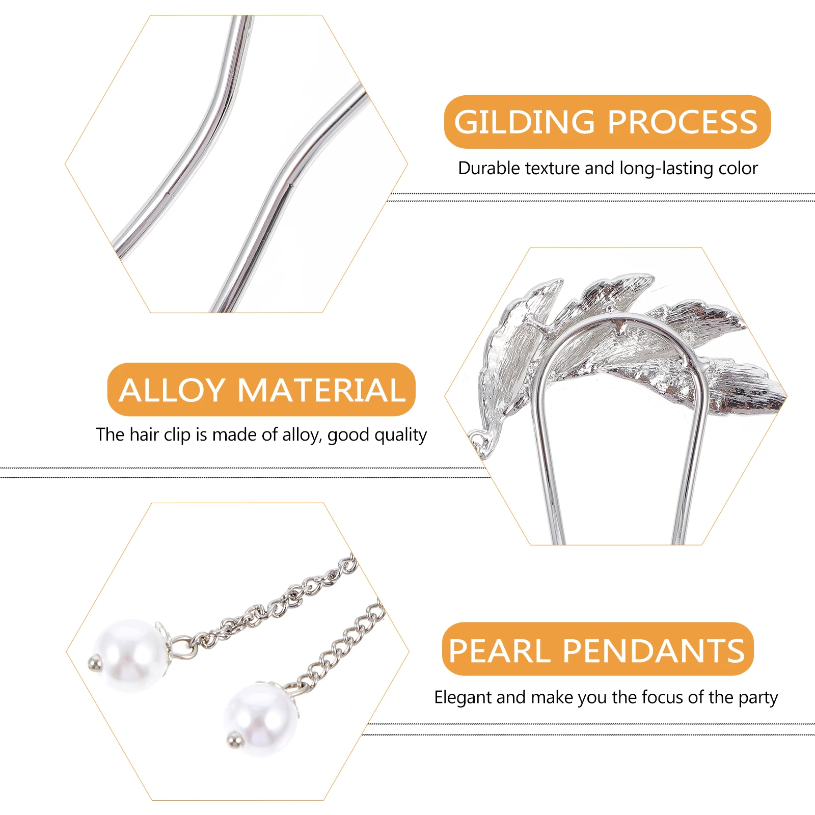 

Hair Clips Hairpin Decor Accessory Headgear U-Shaped Clamp Silver Pearl Tassel Girl Headdress
