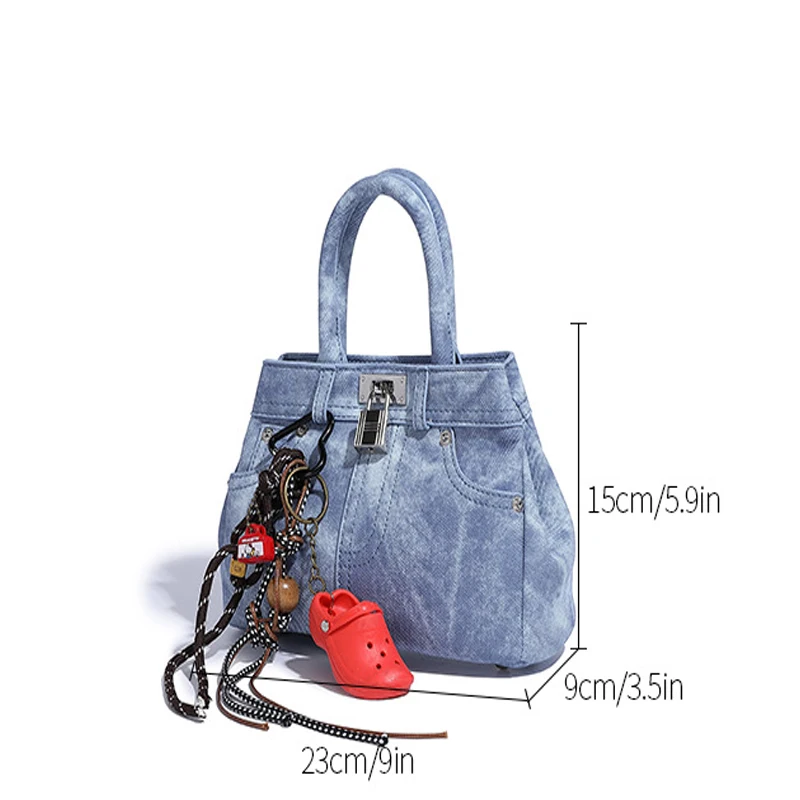 2024 Autumn New Retro Denim Handbag High-Looking Fashion Versatile Casual Commuting Shoulder Crossbody Bag