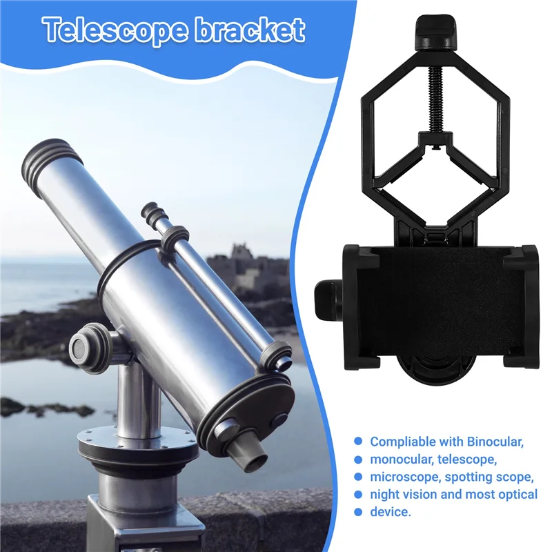 AC52-Universal Cell Phone Adjustable Adapter Mount Microscope Spotting Scope Telescope Clip Bracket Mobile Phone Holder