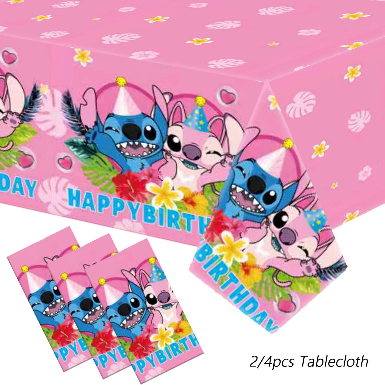 Mantel de fiesta de cumpleaños de Disney Stitch, mantel de plástico desechable para decoración de fiesta de cumpleaños de Disney Stitch, 2/4 Uds.