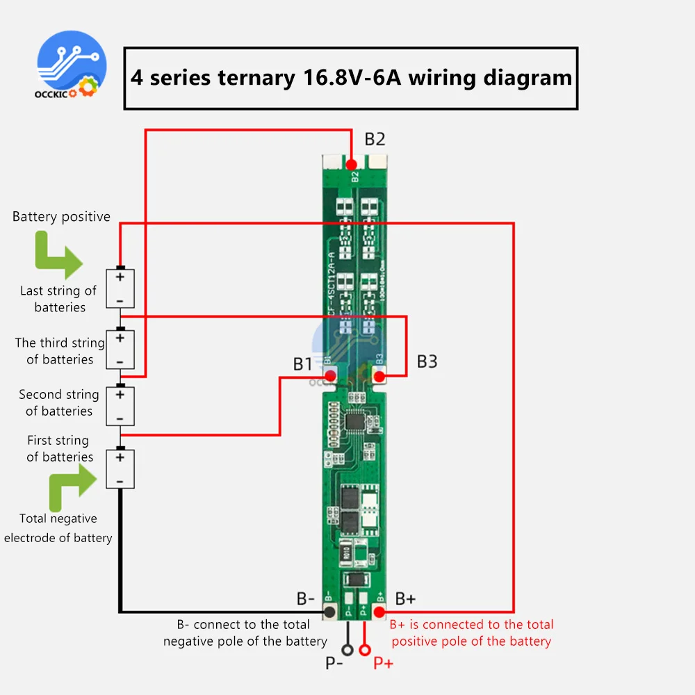 4S 16.8V 6A Li-ion pokrywa baterii litowej moduł tablicy trójskładnikowy ten sam Port PCB BMS moduł baterii litowej bez zrównoważonego