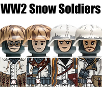 WW2 Military Snow Soldiers Figures Building Blocks Army Camouflage Warrior Infantry Gun Cannon Accesssorie Weapon Bricks Toy Boy