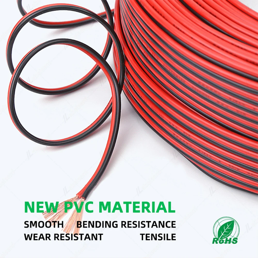2 Pin Red Black Parallel Wire Multi-Strand Copper 0.3/0.5/0.75/1.0/1.5/2.5/4.0mm² Insulated PVC LED Light Strip Electronic Cable