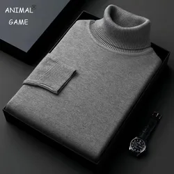 Neue Herren Langarm Gestrickte Pullover Einfarbig Rollkragen Mäntel Slim Fit Pullover Männer Kleidung Leichte Streetwear