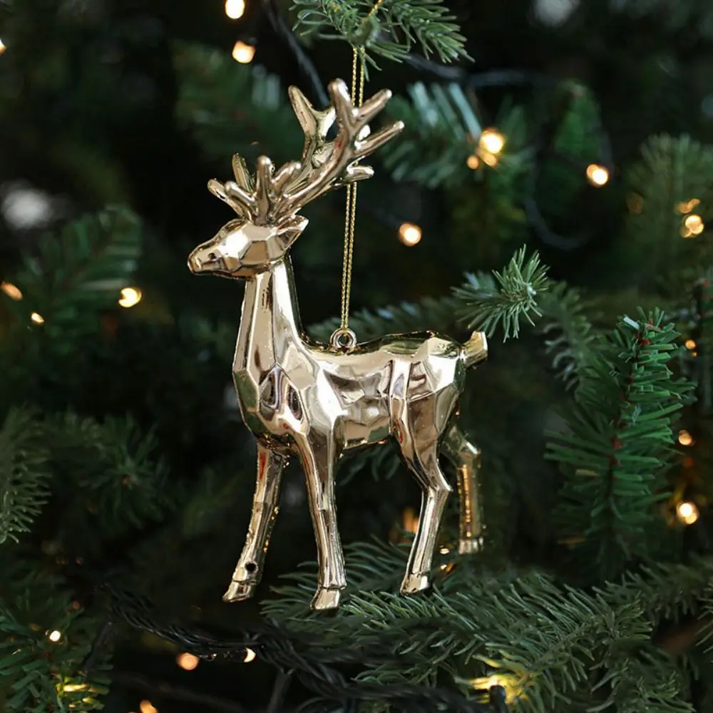 Plastic Christmas Gold Plating Hanging Pendant Snowflake Elk Angel Xmas Pendants Decorative Butterfly Christmas Decoration