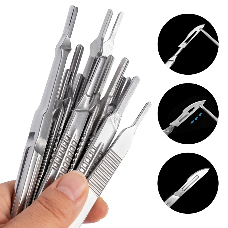 Disposable Dental Surgical Scalpel Blade And Holder 11# Sterilized Surgical Knife with 7# Stainless Steel Handle for Medical Use