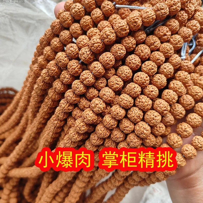 Selecting Yellow-Skinned Small Rudraksha Seeds Making Buddhist Prayer Beads, Bracelets, And