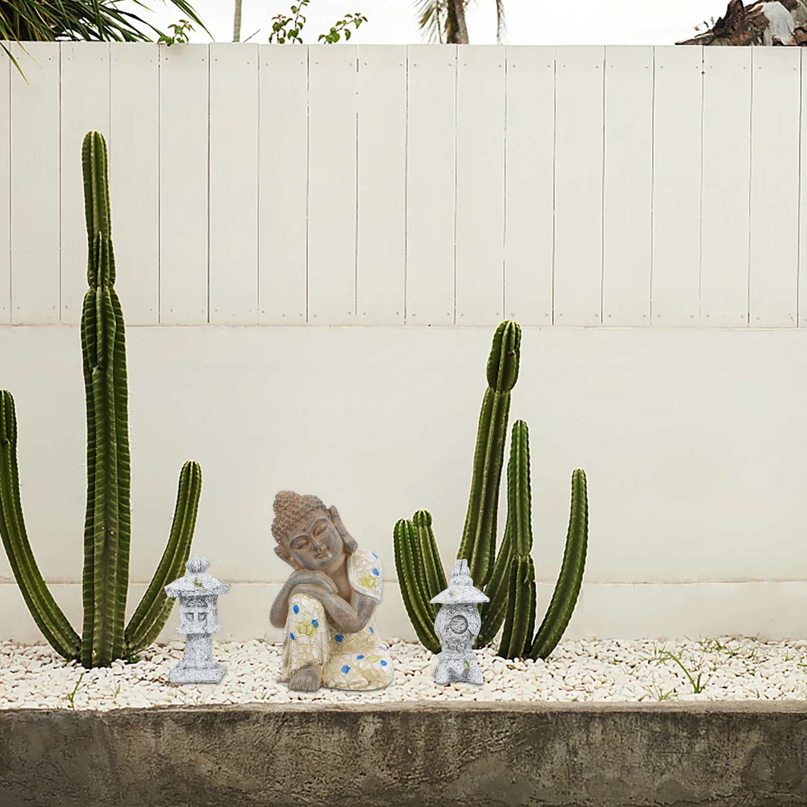 

Retro Resin Zen Buddha Statue Garden Courtyard Decor Meditation Ornament Fish Tank Desktop Temple Decoration Rust Proof Outdoor