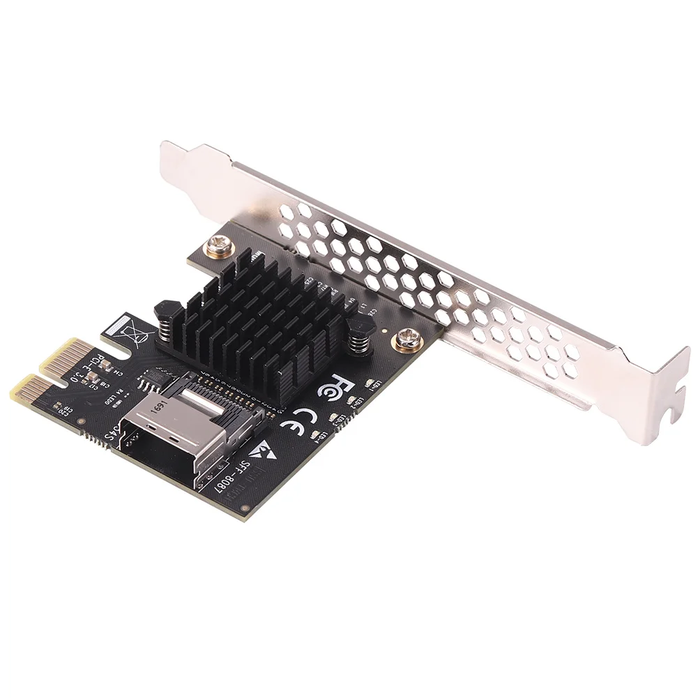 

PCI-E Riser Card with Half-Height Baffle Screws 6Gbps Computer PCI-E 1x to Mini SAS SFF-8087 Riser Card