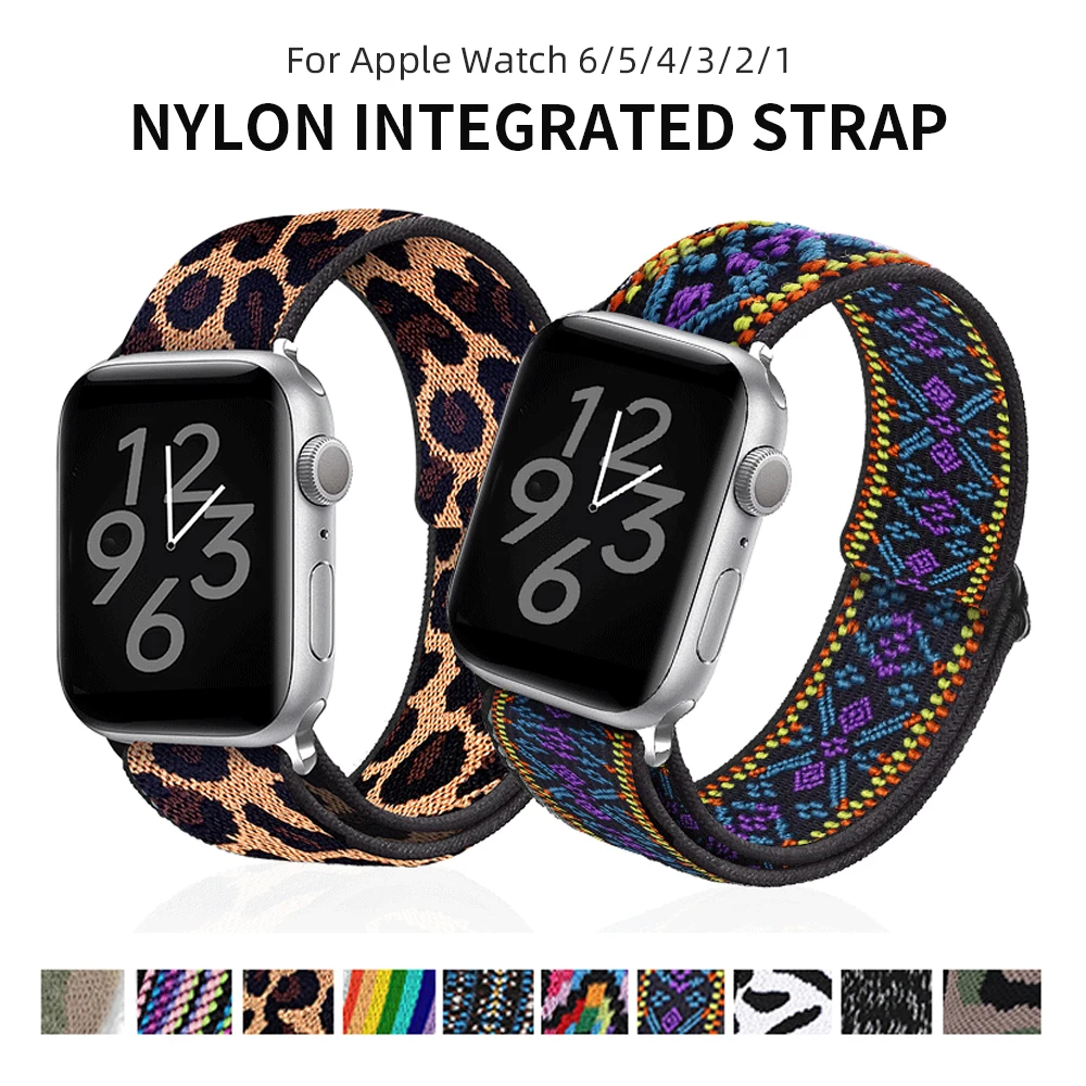 Новый нейлоновый эластичный сменный ремешок, настольный ремешок для часов Annex, эластичный ремешок для Apple Watch SE 6, 5, 4, 3, 2