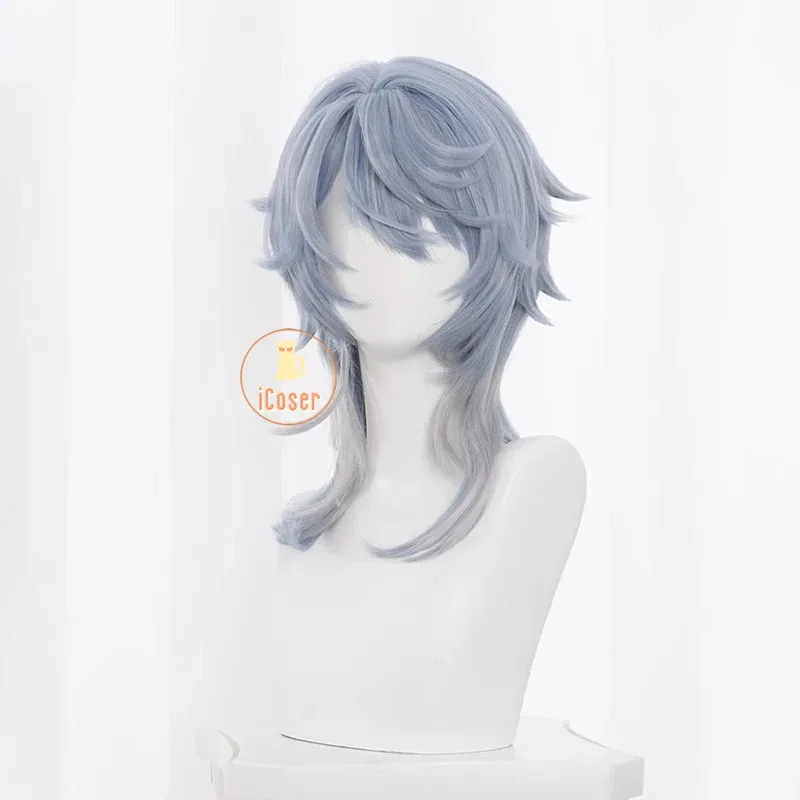 iCoser Sunday Cosplay Wig Wings Headwear Earrings Honkai Star Rail Light Blue Hair Halloween Party for Women Men Accessory Props