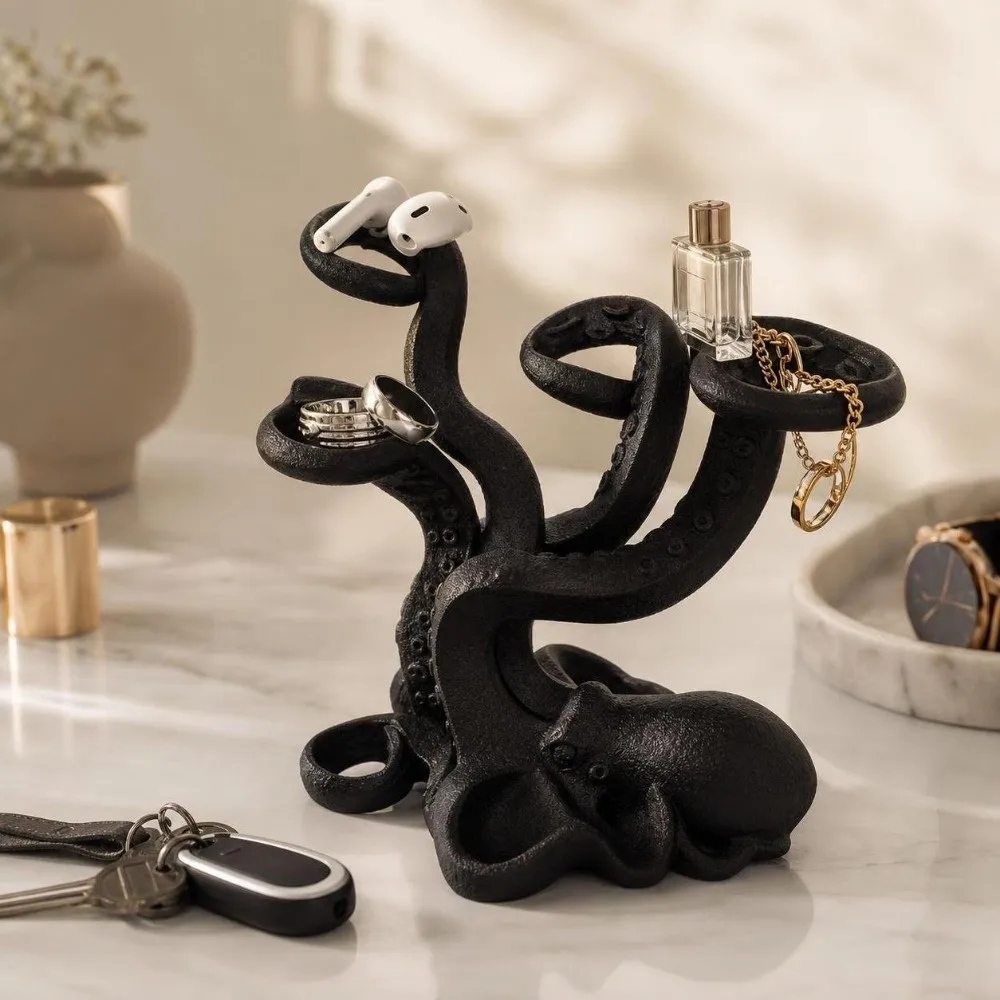 Multi-Slot Octopus Pen Holder Organizer Funny Toothbrush Holder Tentacle-Shaped 3D Printed Octopus Statue Graduation Season