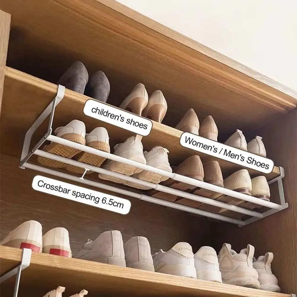 

Portable Shoe Storage Rack Space-saving Large Capacity Retractable Shoe Cabinet Layered Partition Holders Sturdy Hanging Basket