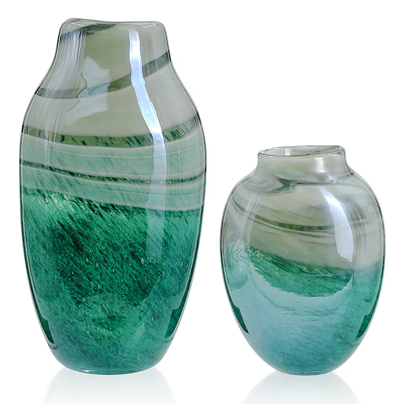 

Chinese glass vase creative art sea green hydroponic flower arrangement home soft decoration ornament