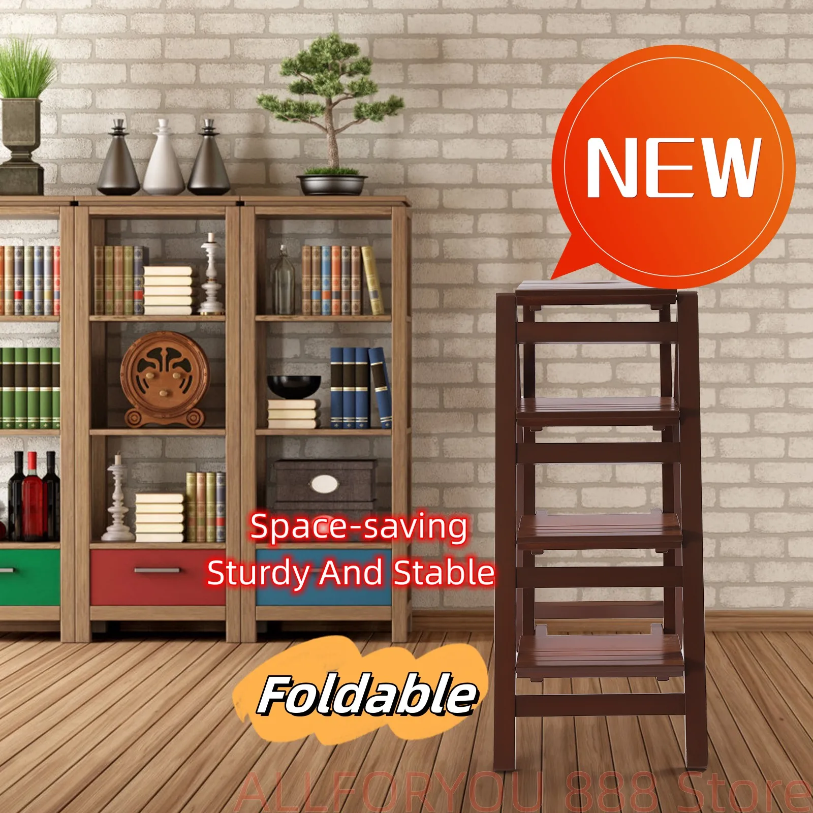 

4-Step Foldable Ladder Space-saving Sturdy And Stable Multifunctional Household Tool