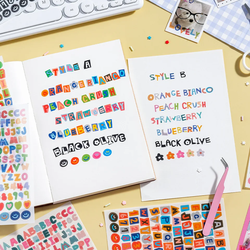 5/10 Sheets Alphabet Letter Stickers Small Size Colorful Decorative Stickers DIY Journal Scrapbook Greeting Card Gift Box Label