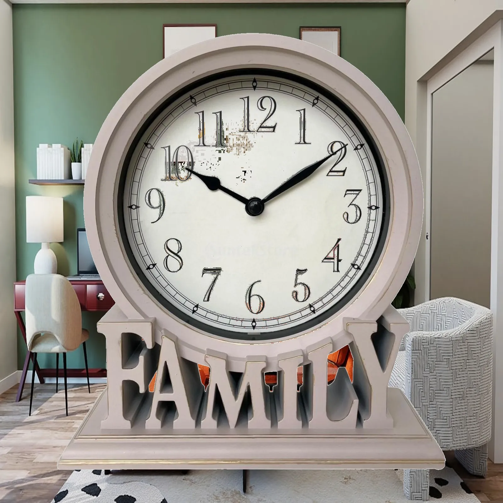 Non Ticking Table Clock with Glass Surface Modern Minimalist Desk Clock for Home Office Shelf Bedroom Decor