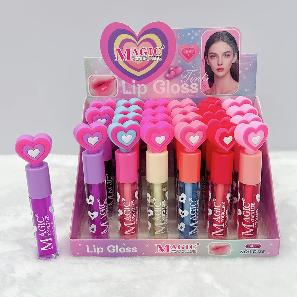 24 szt. Odcień ust błyszczyk 6 zestaw kolorów w kształcie miłości długotrwała wodoodporna szminka nawilżająca do ust makijaż ust