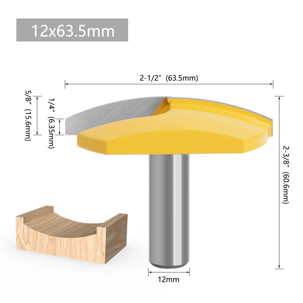 Imagem -03 - Lavie-big Bowl Router Bit Madeira Trabalho Crown Bits Raio Côncavo 1pc 12 mm Haste 21 2.5 03039