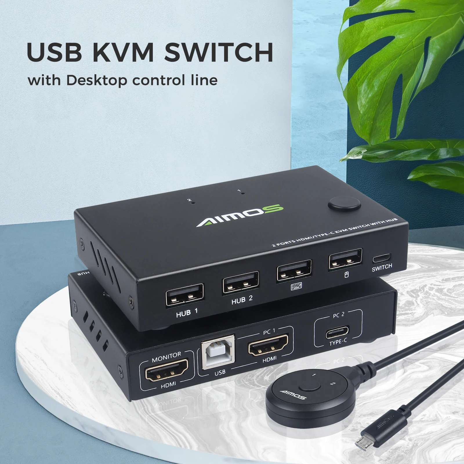 

2 Into 1 Out USB HD 2 Port KVM Switcher TYPE-C KVM Switch 2 Port 4K HD Printer Sharing a Computer Display USB Mouse and Keyboard