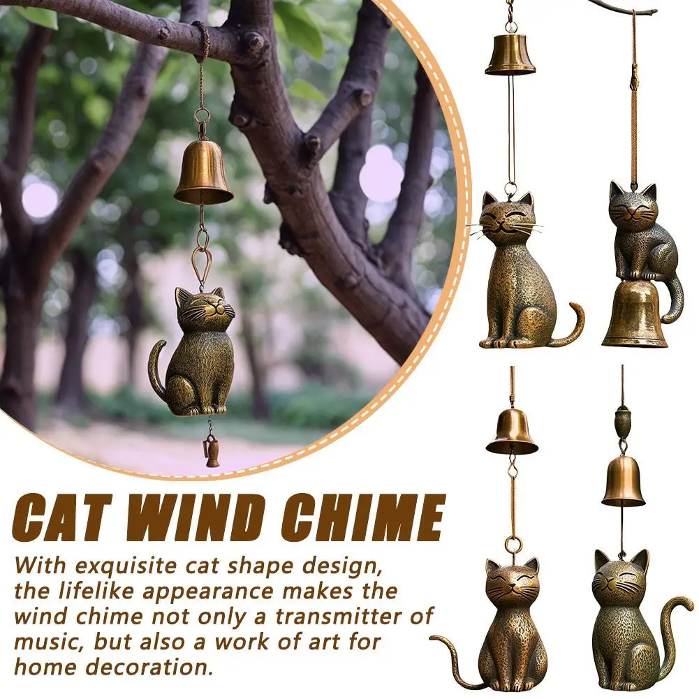 Dzwonki wietrzne ręcznie robione kotki 2025 do ogrodu, na podwórko, na drzwi, dekoracje wietrzne z kotem, nierdzewne metalowe ozdoby do zawieszenia na werandzie ogrodowej.