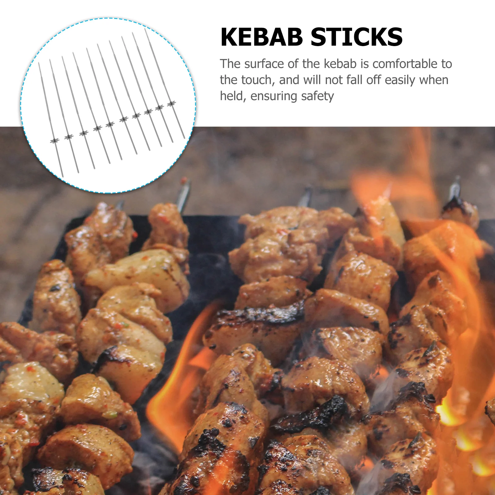 

10pcs Reusable BBQ Skewers Stainless Steel Kebab Sticks with Double Rotating Feature Durable Grilling Tools for Barbecue Lovers