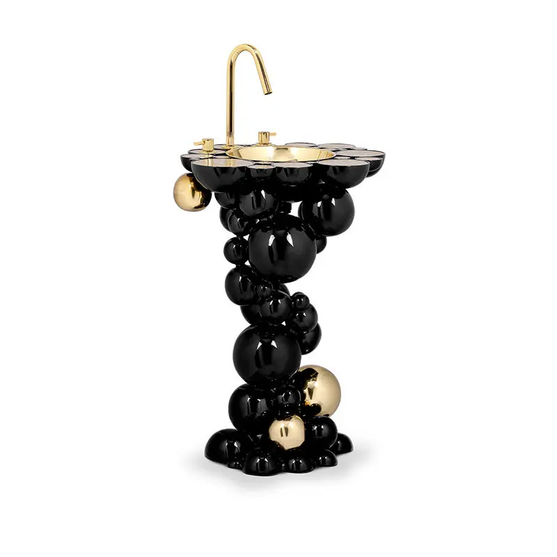 

Portuguese light luxury post-modern stainless steel washbasin Boca luxury bathroom with faucet metal washbasin