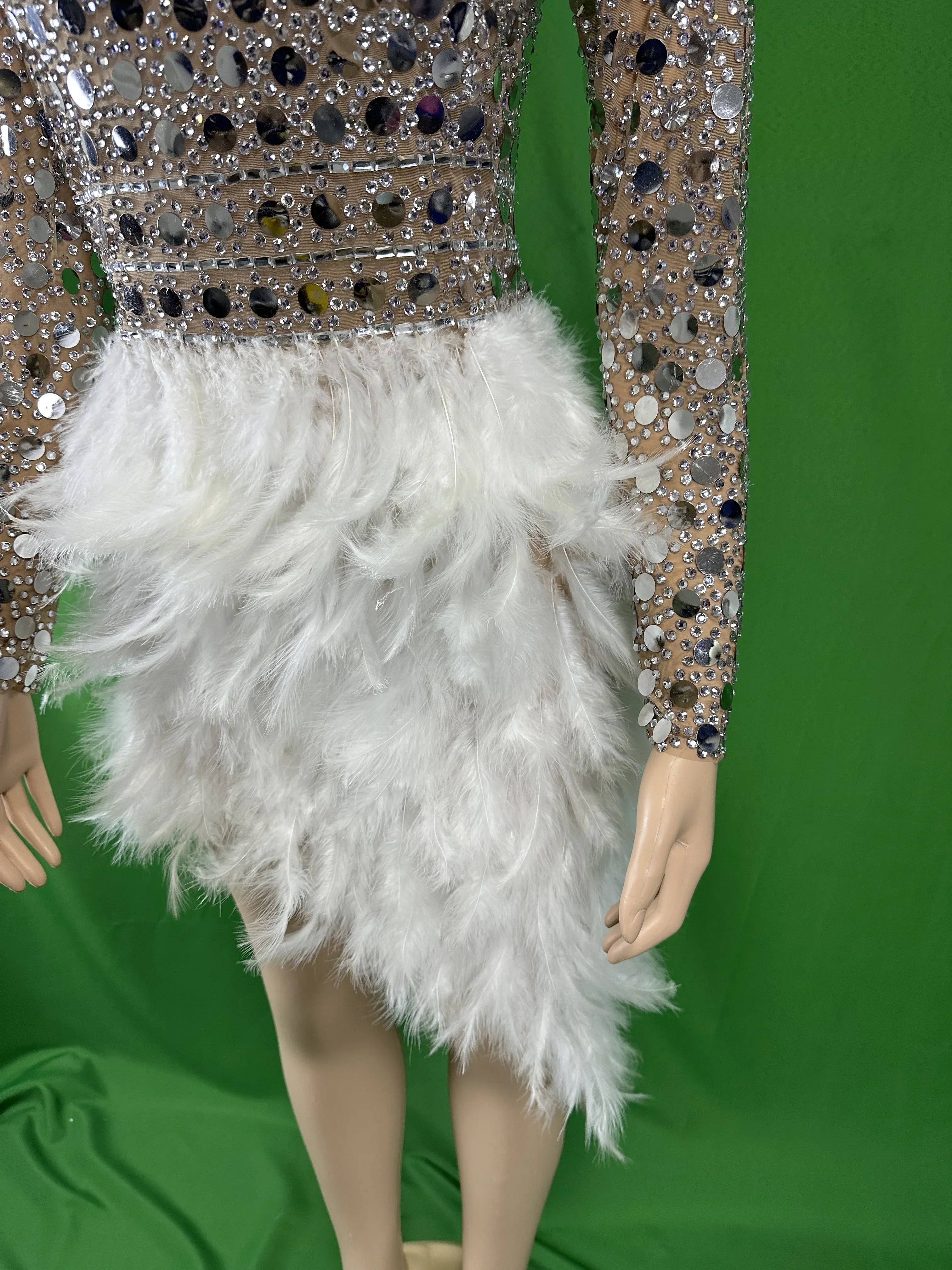 Brillant argent femmes strass robe paillettes anniversaire scène porter chanteur glisser reine tenue Performance Costume Rave carnaval