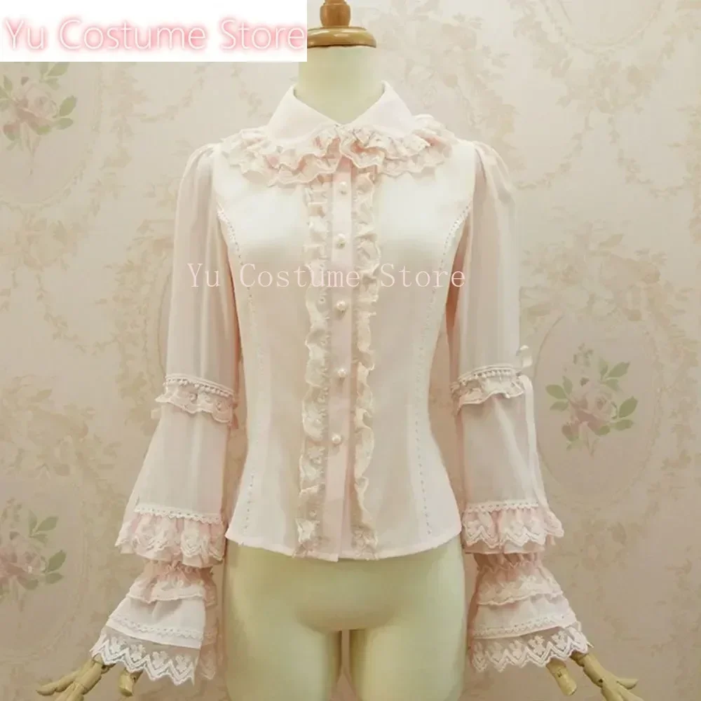 

Sweet Lolita Blouse with Double Layered Lace Collar Classic Women's Shirt Yu Costume