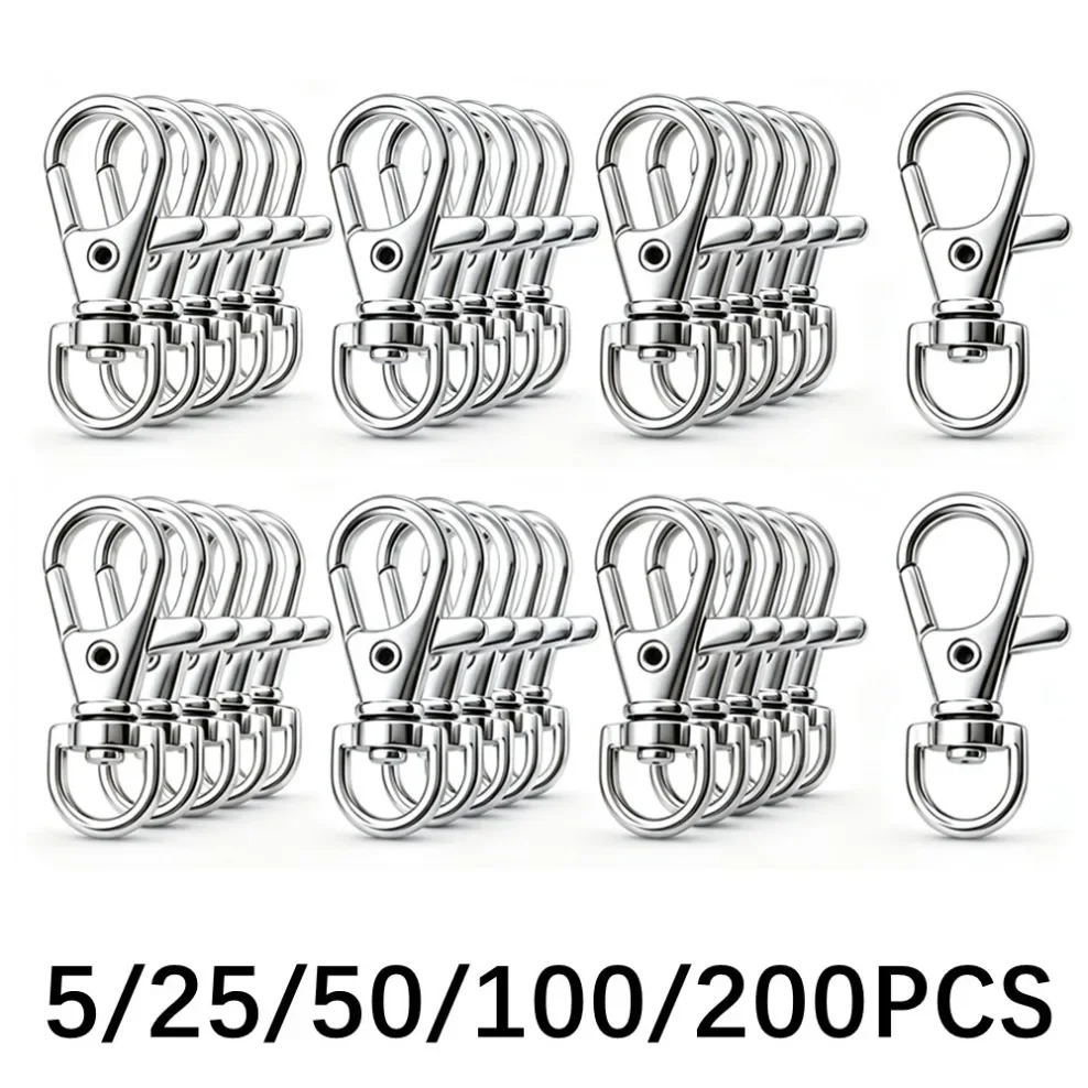 200/5 Pcs Swivel Lobster Clasp Stainless Steel Key Ring Clasp Portable Dring Snap Buckle Jewelry DIY Crafts Lanyard Chain
