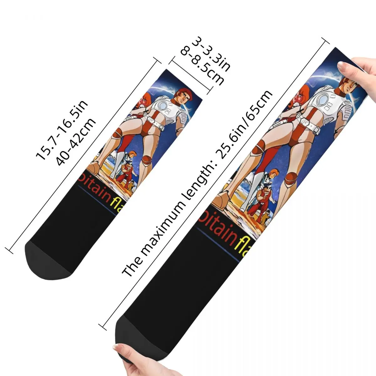 Funny Capitaine Flam Captain Future Theme Cozy Socks Merch All Season 2023 New Soft Middle Tube Socks Breathable