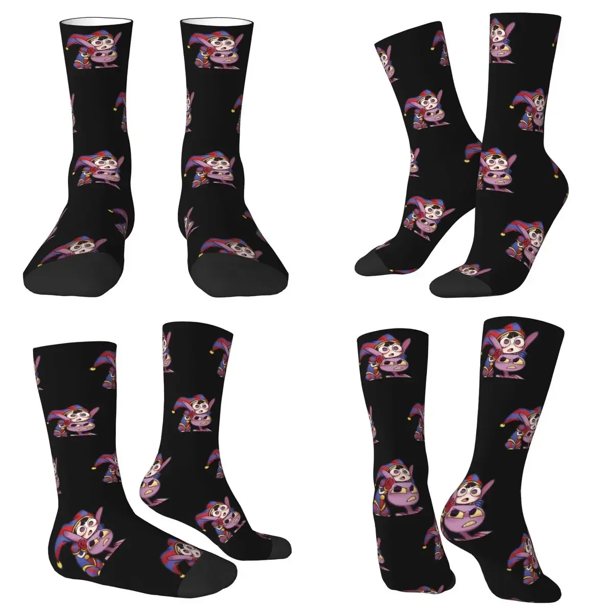 All Seasons Crew Stockings Pomni Tadc Jax The Amazing Circus Socks Crazy Hip Hop Long Socks for Men Women Valentine's Day Gifts